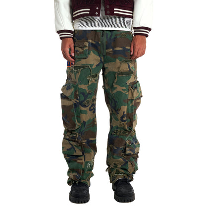 Distressed Camouflage Cargo Pants