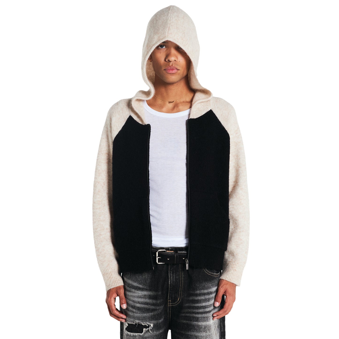 Mohair Raglan Zip Up Hoodie