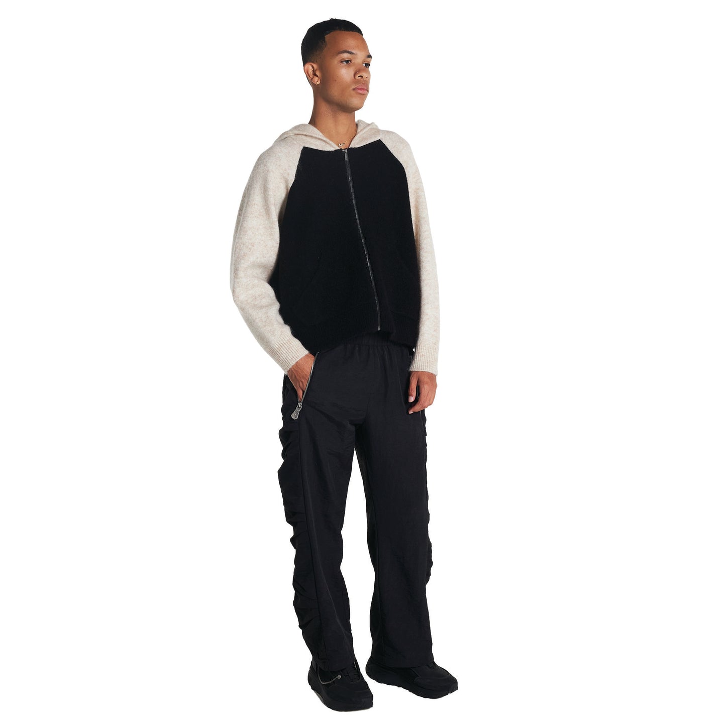 Nylon Pleated Pannel Pants